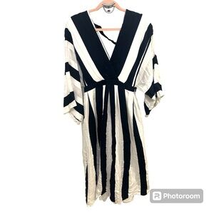 Adam Lippes Kimono Dress Size 6 Navy White Resort 2018 EUC L0648